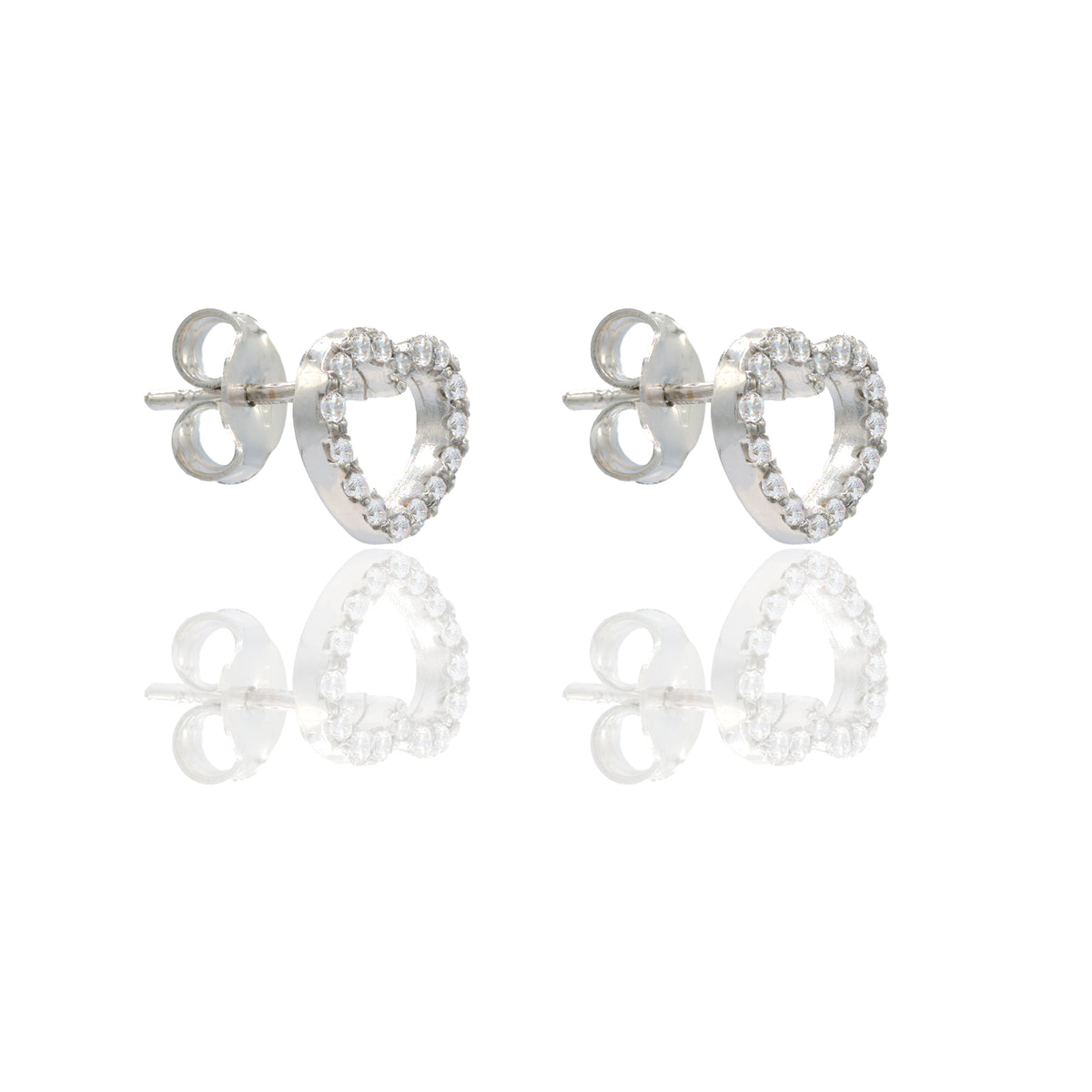 ORECCHINI DONNA CONTORNO CUORE PAVE'