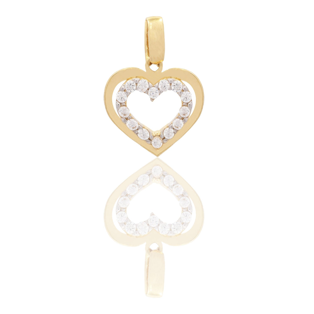 Ciondolo Oro Giallo Oro 18 carati Cuore Traforato Zirconi Bianchi cm.1,5
