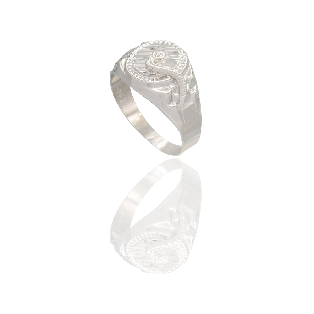 ANELLO UOMO SCUDO OVALE CON SERPENTE