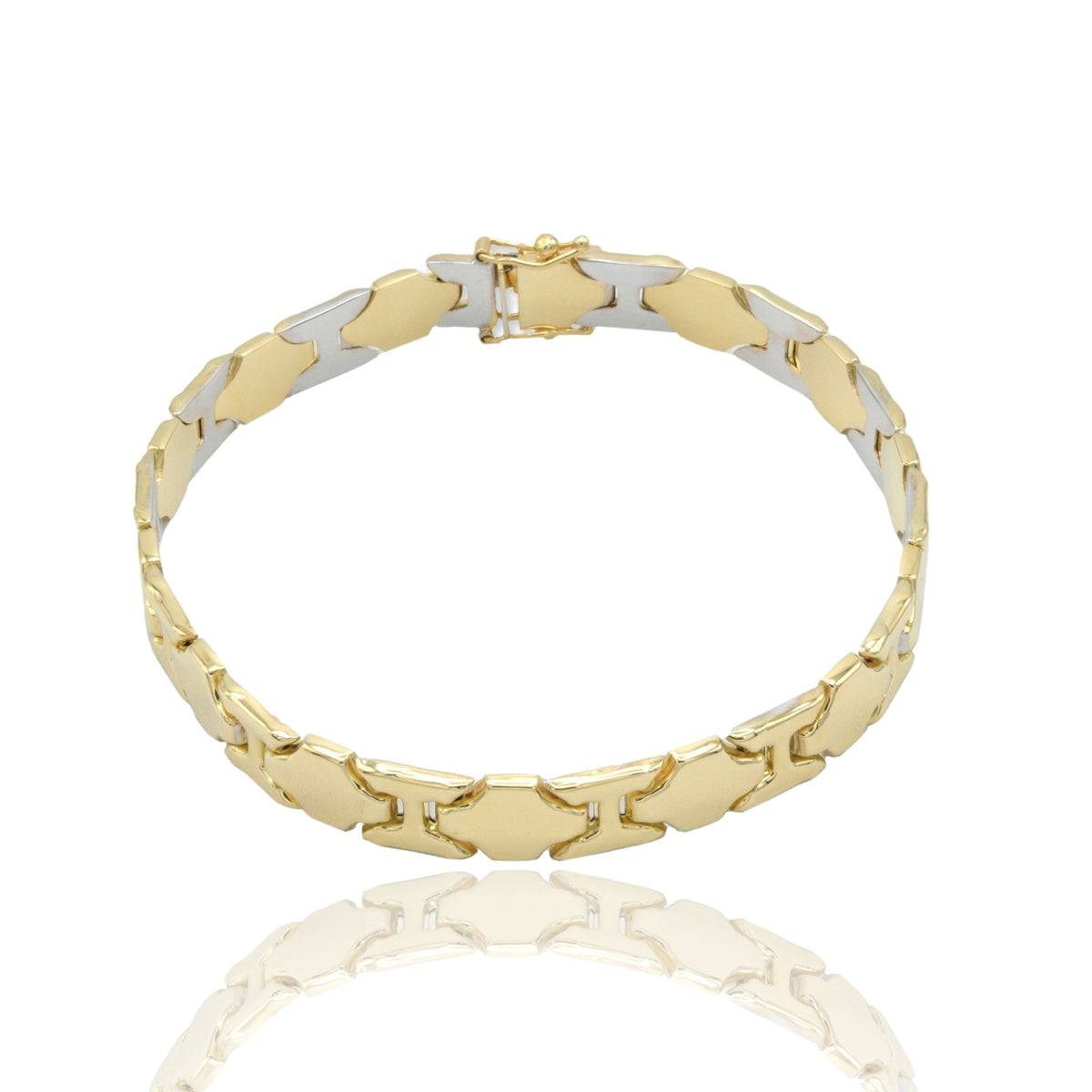 Bracciale Oro Giallo, Oro Bianco Oro 18 carati Elementi Ad Incastro Solo Oro