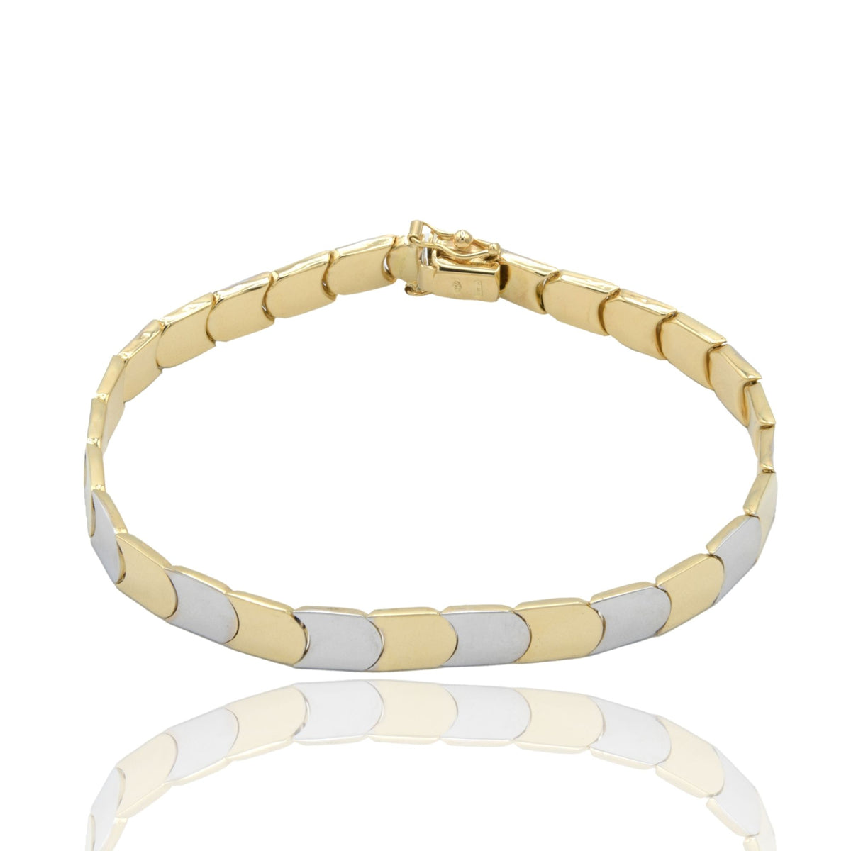 Bracciale Oro Giallo, Oro Bianco Oro 18 carati Maglia Piatta Solo Oro