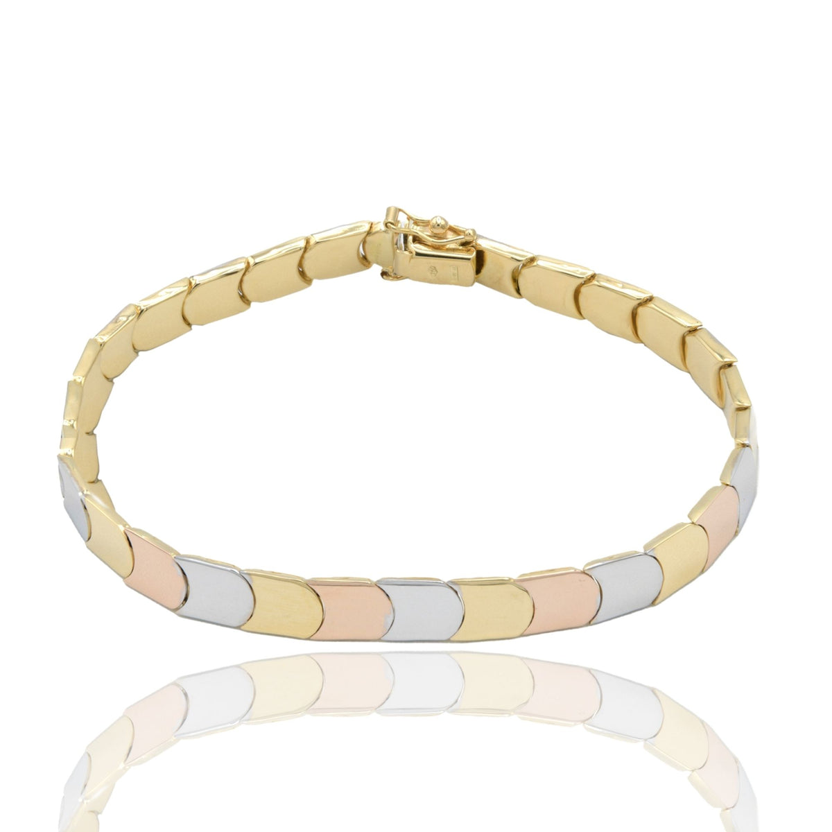 Bracciale Oro Giallo, Oro Bianco, Oro Rosa Oro 18 carati Maglia Piatta Solo Oro