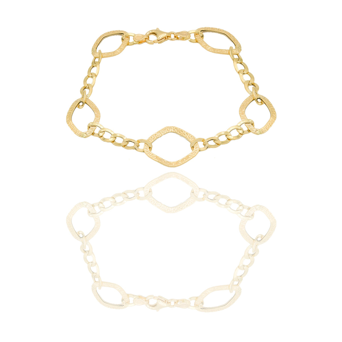 Bracciali Oro Giallo Oro 18 carati maglie fantasia Solo oro 19,5cm x 1,5cm