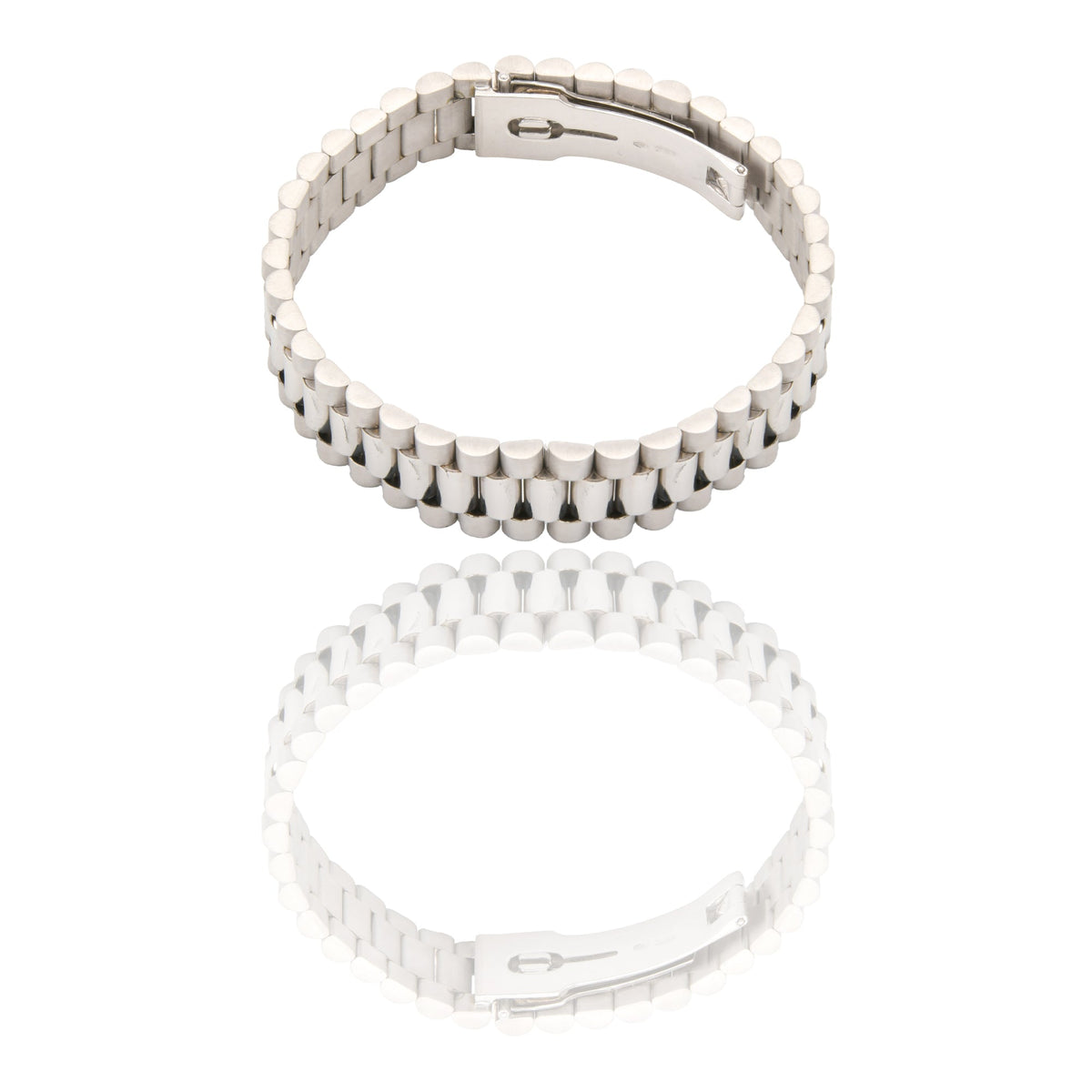 Bracciali Oro Bianco Oro 18 carati Maglia president Solo Oro spessore 14mm