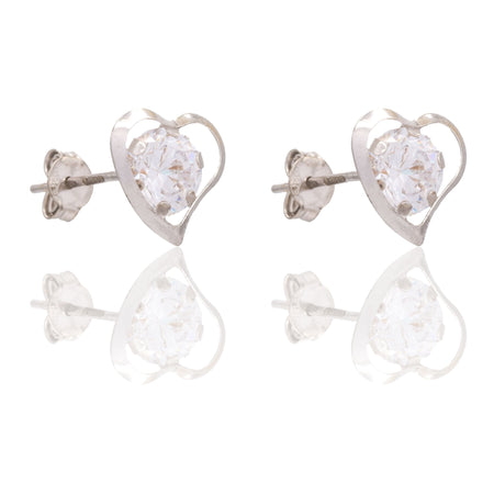 ORECCHINI DONNA PUNTO LUCE CONTORNO CUORE