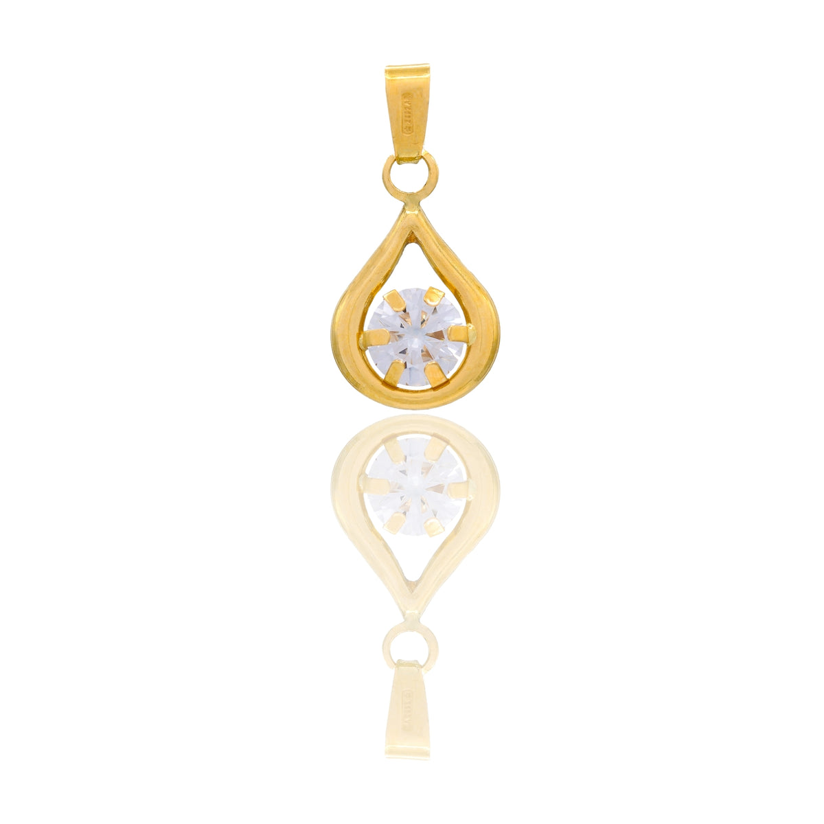Ciondolo Oro Giallo Oro 18 carati Punto Luce Goccia Zircone Bianco cm. 1,5
