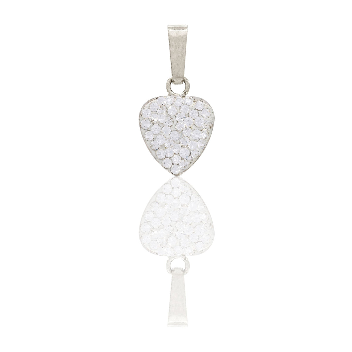 Ciondolo Oro Bianco Oro 18 carati Cuore Sottile Zirconato Zirconi Bianchi cm.1,4