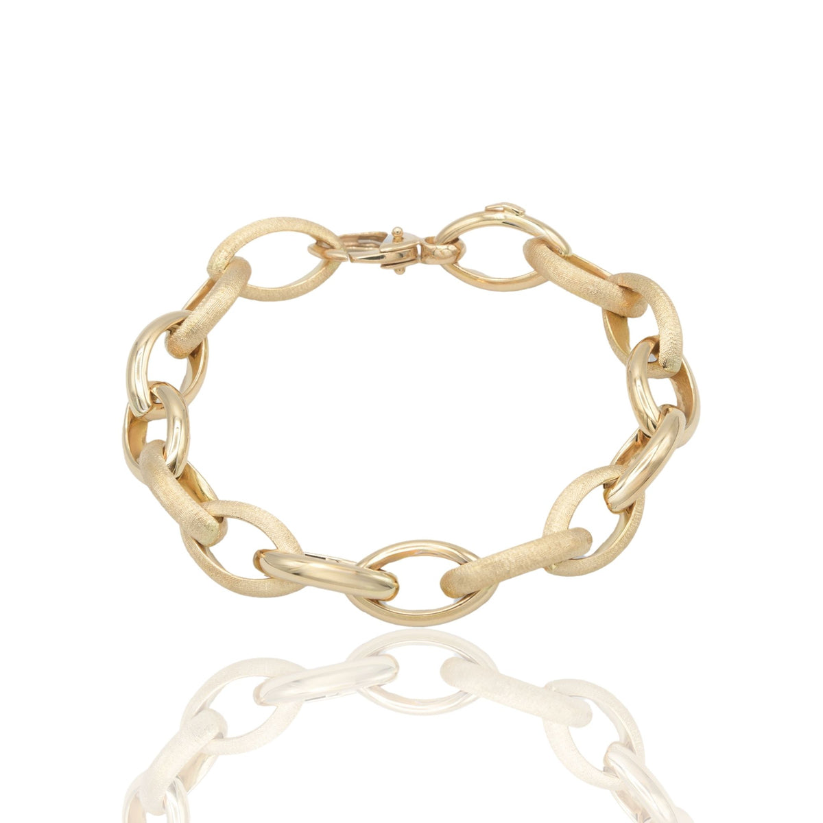 BRACCIALE CATENA FORZATINA OVALI BOMB ALTERNATI LUCIDI E SATINATI