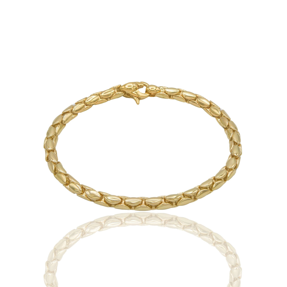 Bracciale Oro Giallo Oro 18 carati Catena Tubolare Maglie Ovali Solo Oro cm. 19