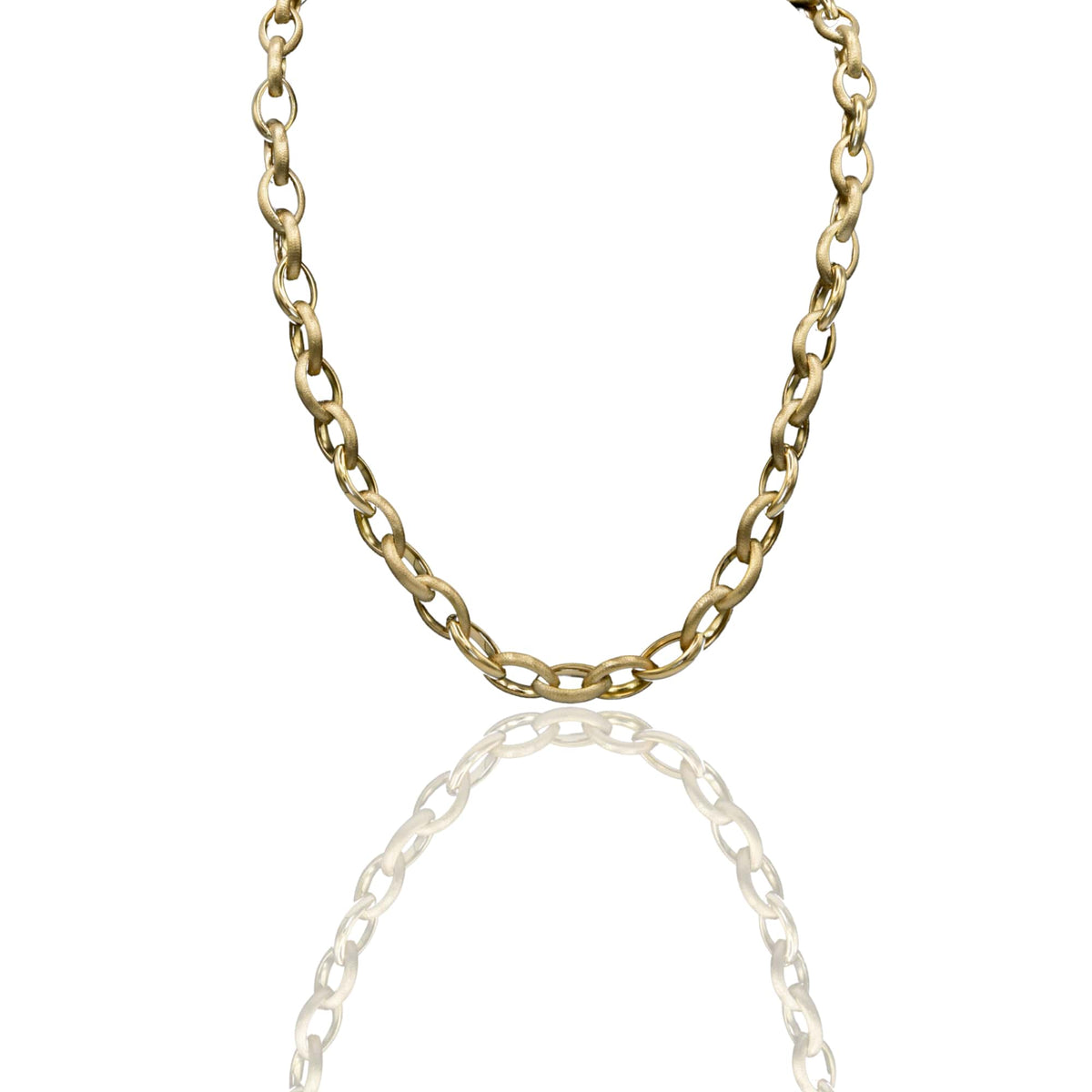 Collana Oro Giallo Oro 18 carati Ovali Bombati Solo Oro cm.50