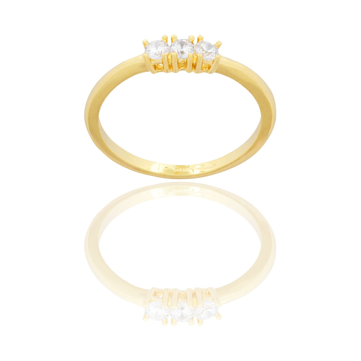 Anello Oro Giallo Oro 18 carati Trilogy Lineare Zirconi Bianchi