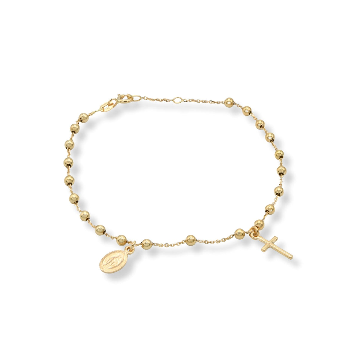 Bracciale Oro Giallo Oro 18 carati Rosario Modello Pendente Solo Oro Sfera mm. 3