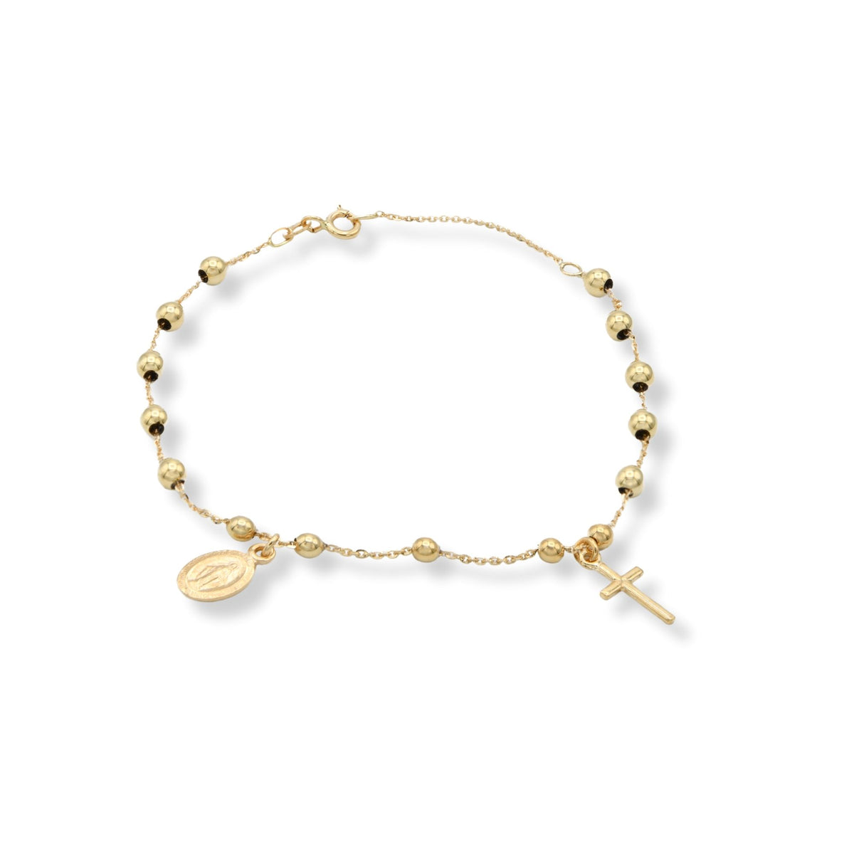Bracciale Oro Giallo Oro 18 carati Rosario Modello Pendente Solo Oro Sfera mm. 5