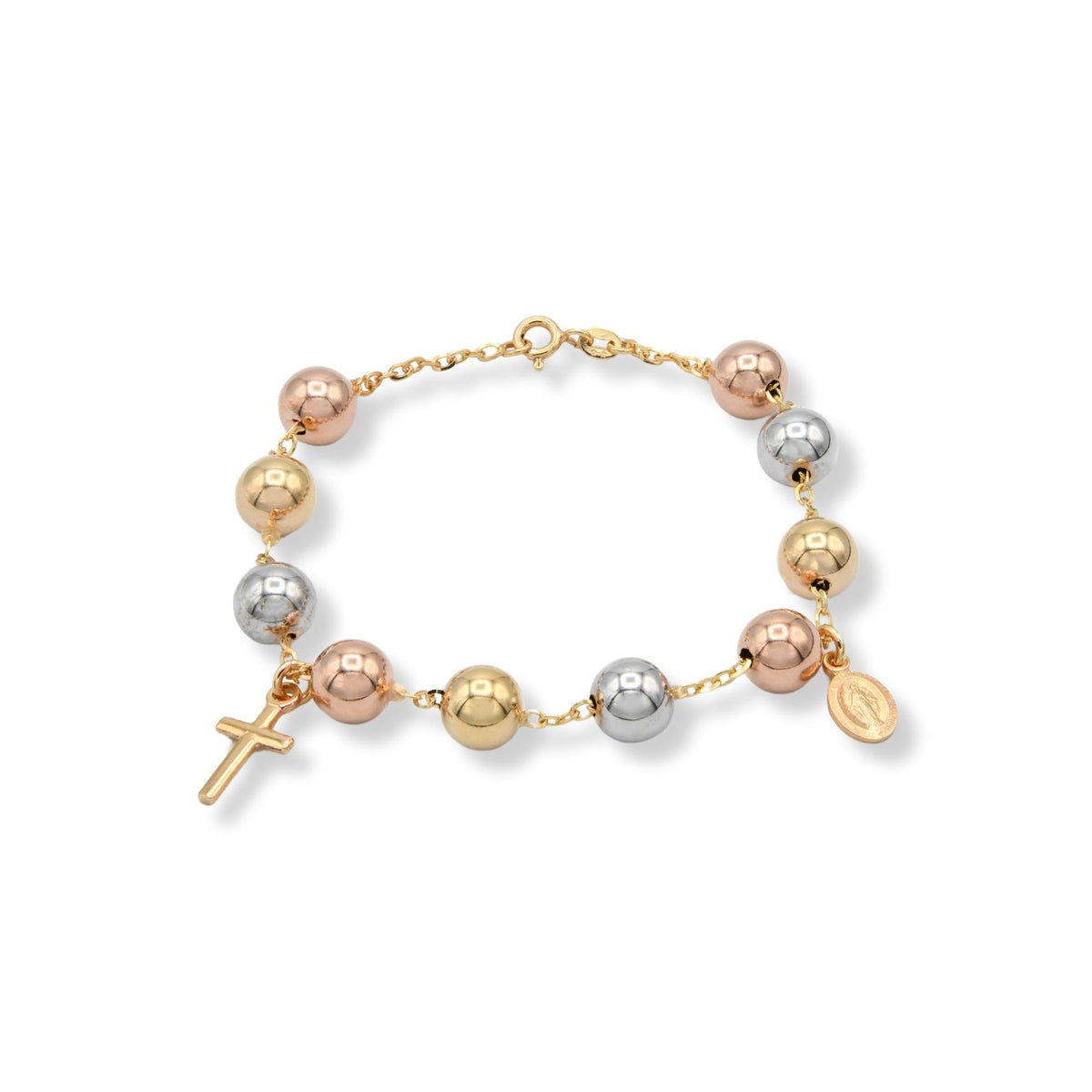 Bracciale Oro Giallo, Oro Bianco, Oro Rosa Oro 18 carati Rosario Modello Pendente Solo Oro Sfera mm. 8