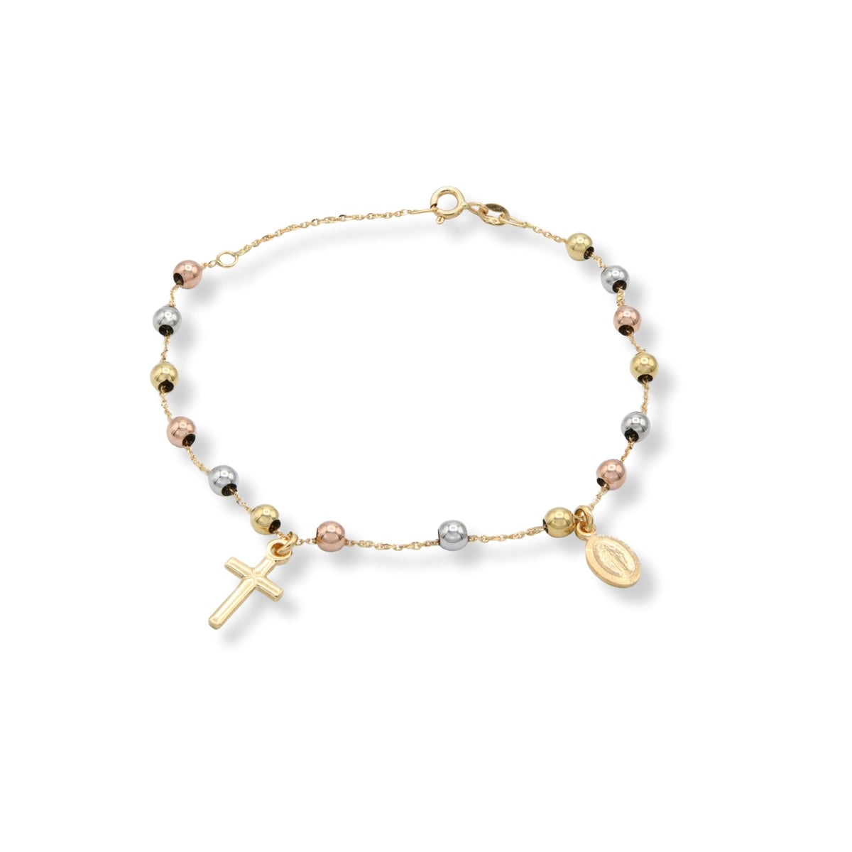 Bracciale Oro Giallo, Oro Bianco, Oro Rosa Oro 18 carati Rosario Modello Pendente Solo Oro Sfera mm. 4