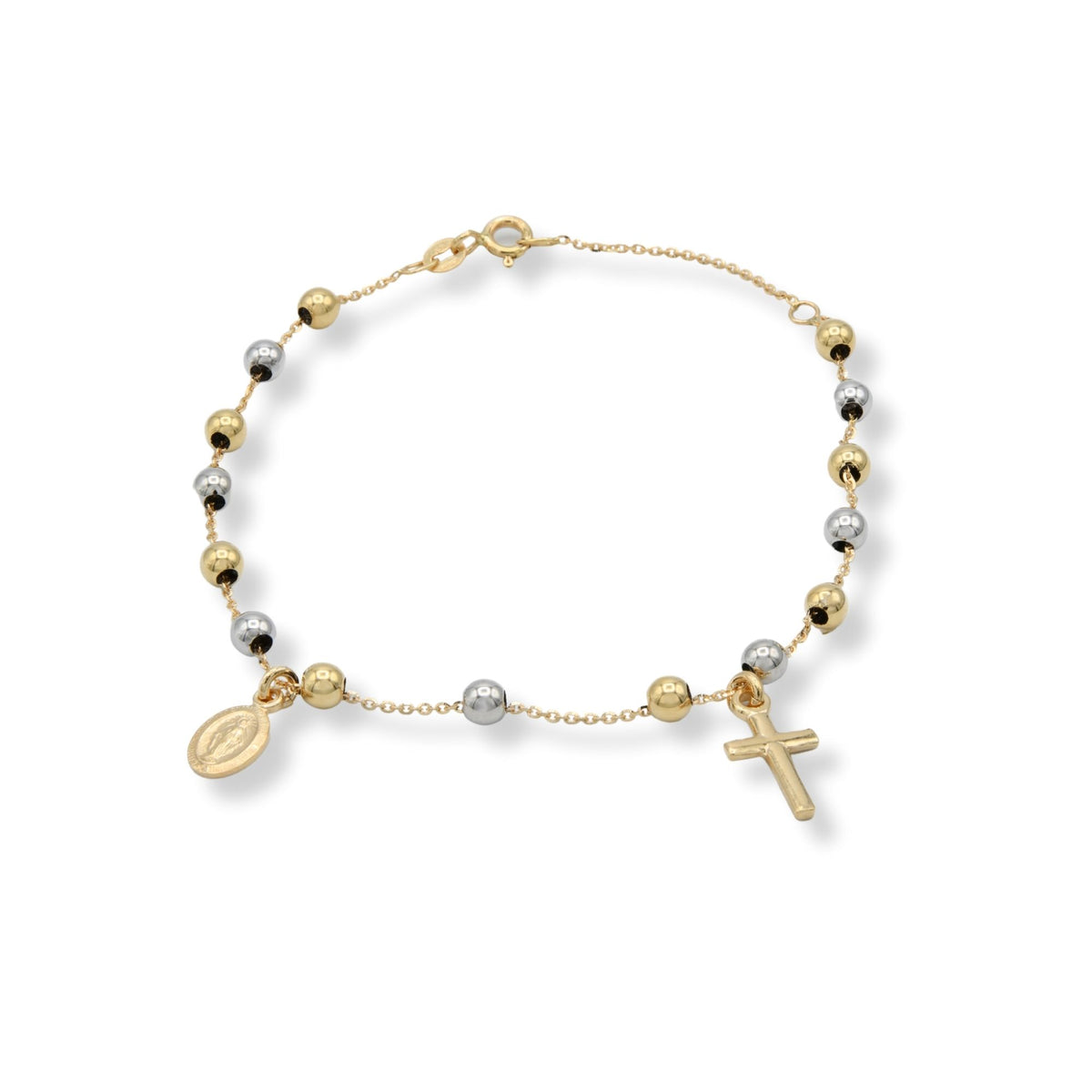 Bracciale Oro Giallo, Oro Bianco Oro 18 carati Rosario Modello Pendente Solo Oro Sfera mm. 4