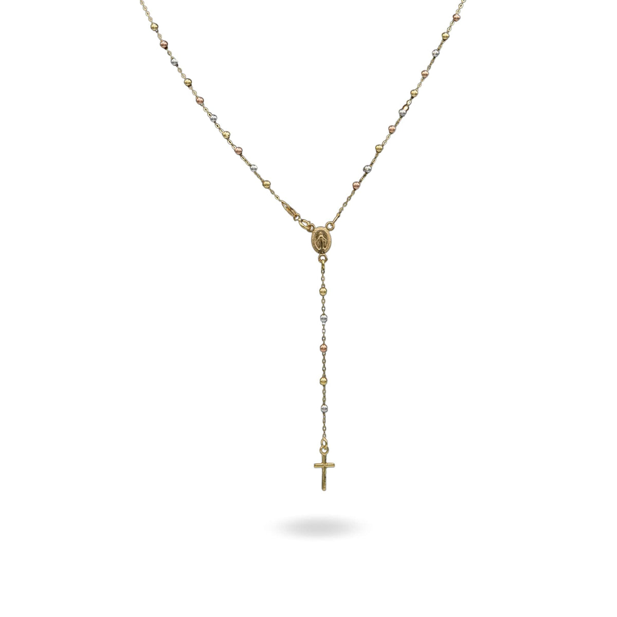 Collana Oro Giallo, Oro Bianco, Oro Rosa Oro 18 carati Rosario Pendente Solo Oro