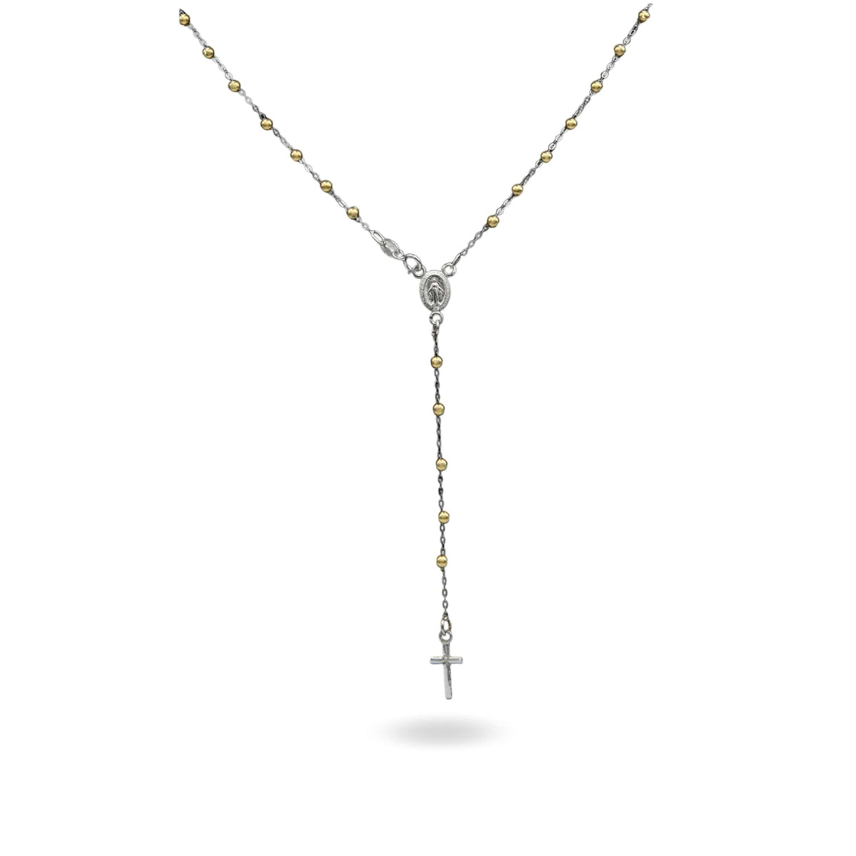 Collana Oro Bianco, Oro Giallo Oro 18 carati Rosario Pendente Solo Oro