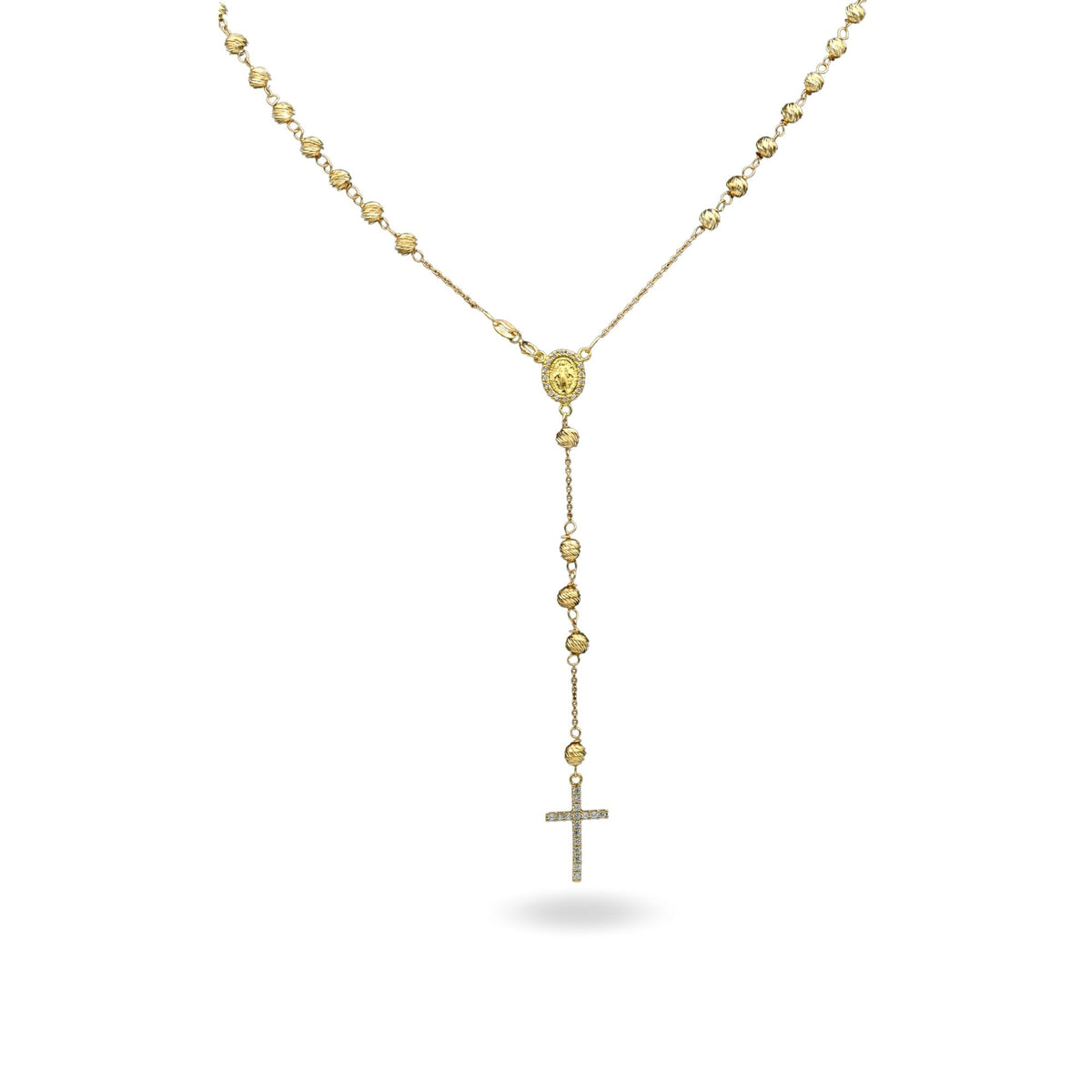 Collana Oro Giallo Oro 18 carati Rosario Pendente Sfere Slash Solo Oro Sfera mm. 4 cm.60