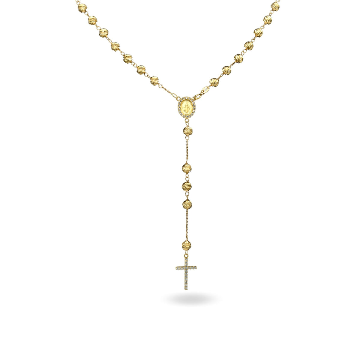Collana Oro Giallo Oro 18 carati Rosario Pendente Sfere Slash Solo Oro Sfera mm. 5 cm.60