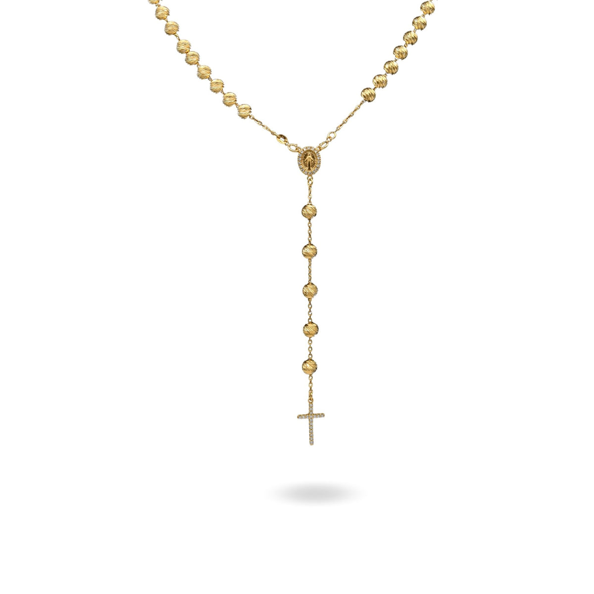 Collana Oro Giallo Oro 18 carati Rosario Pendente Sfere Slash Solo Oro Sfera mm. 6 cm.60