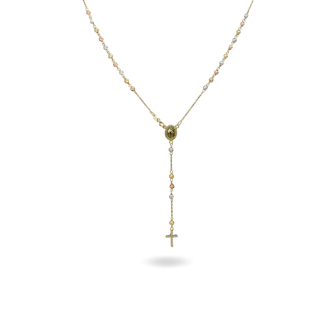 Collana Oro Giallo, Oro Bianco, Oro Rosa Oro 18 carati Rosario Pendente Sfere Slash Solo Oro Sfera mm.3 cm.60