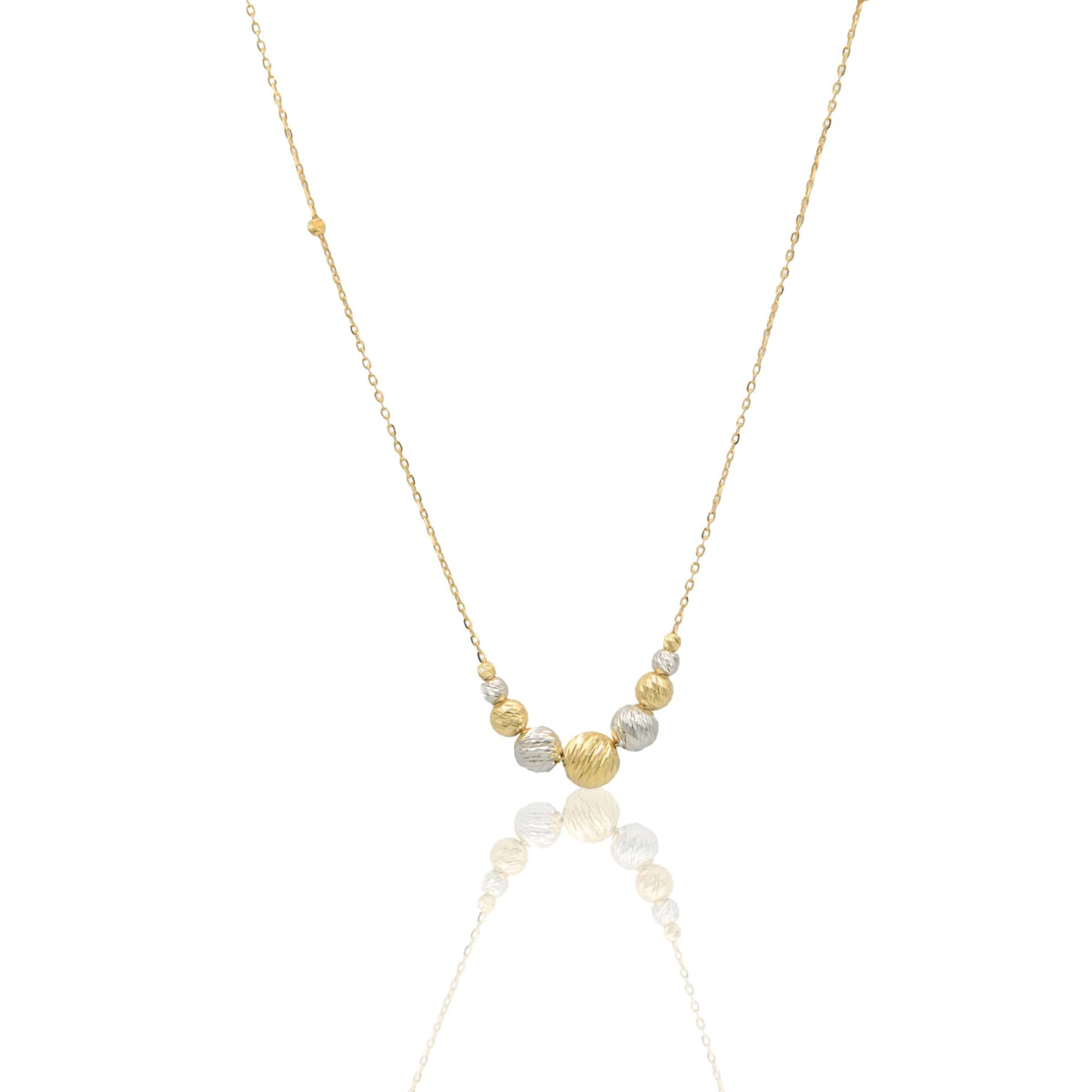 Collana Oro Giallo, Oro Bianco, Oro Rosa Oro 18 carati Sfere Slash Centrali A Scalare Solo Oro