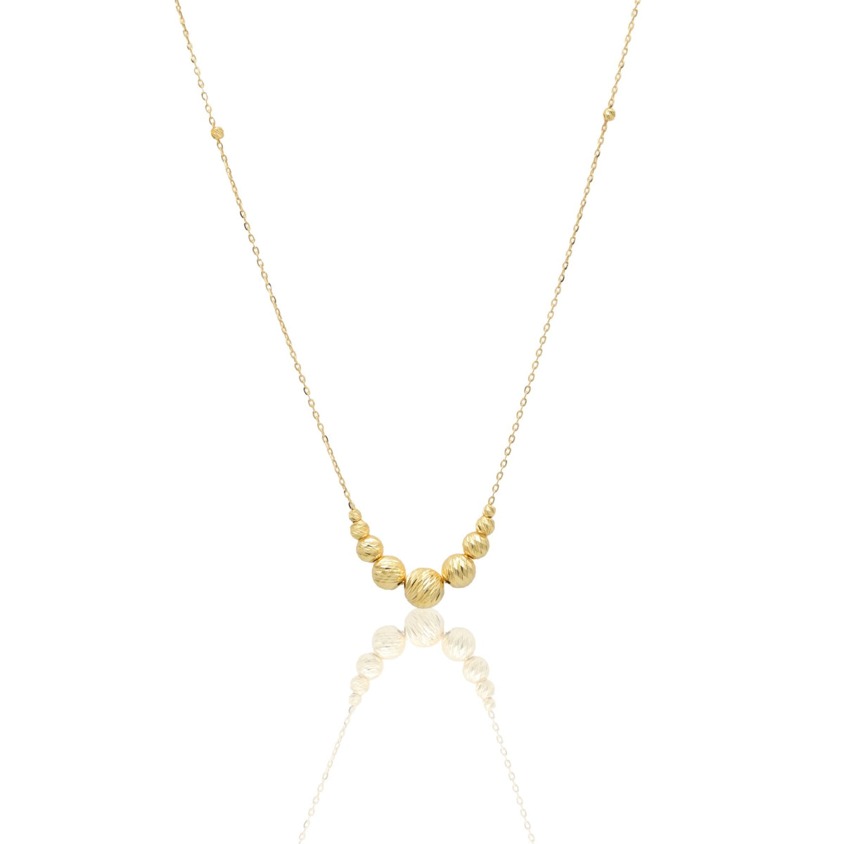 Collana Oro Giallo Oro 18 carati Sfere Slash Centrali A Scalare Solo Oro