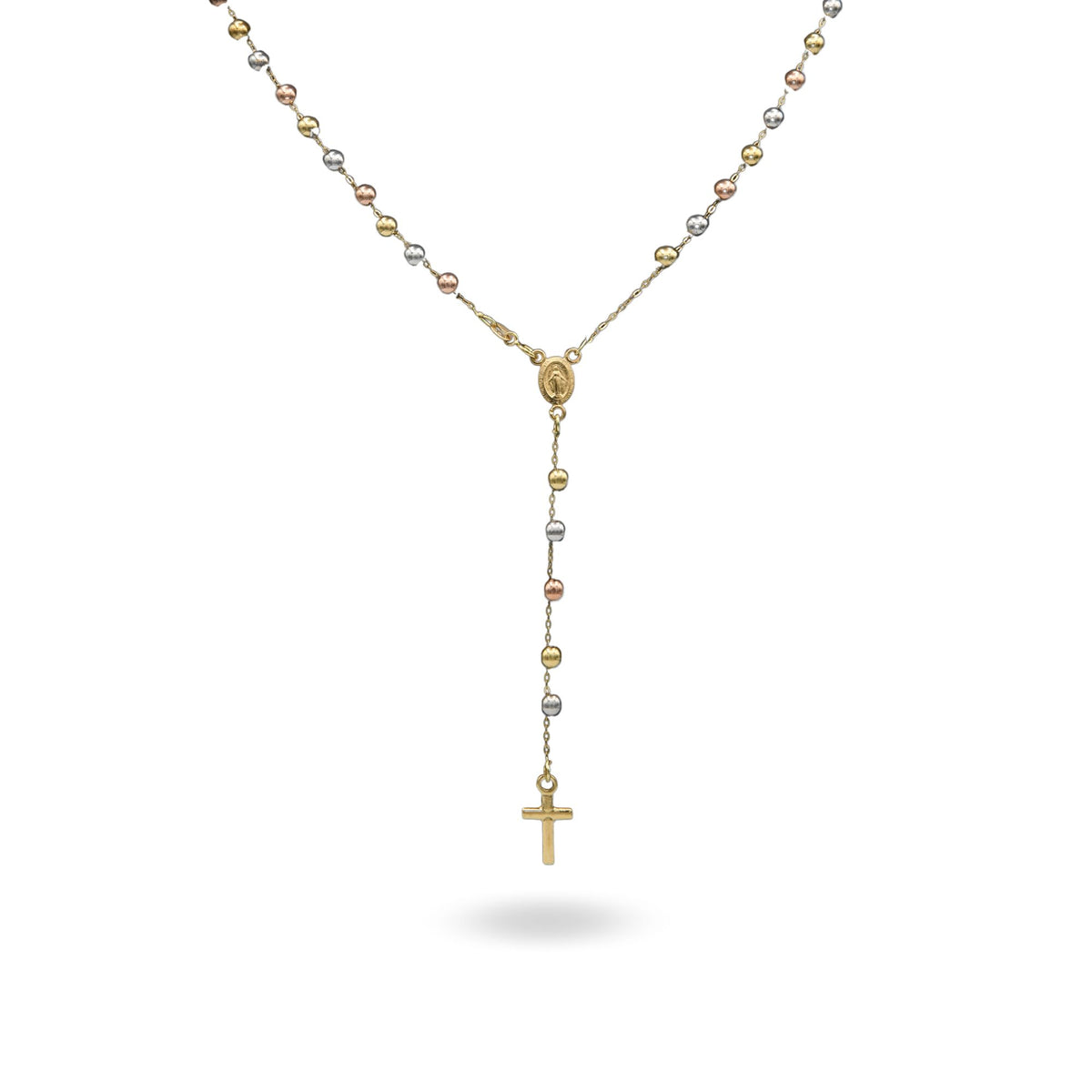 Collana Oro Giallo, Oro Bianco, Oro Rosa Oro 18 carati Rosario Pendente Sfere Lisce Solo Oro