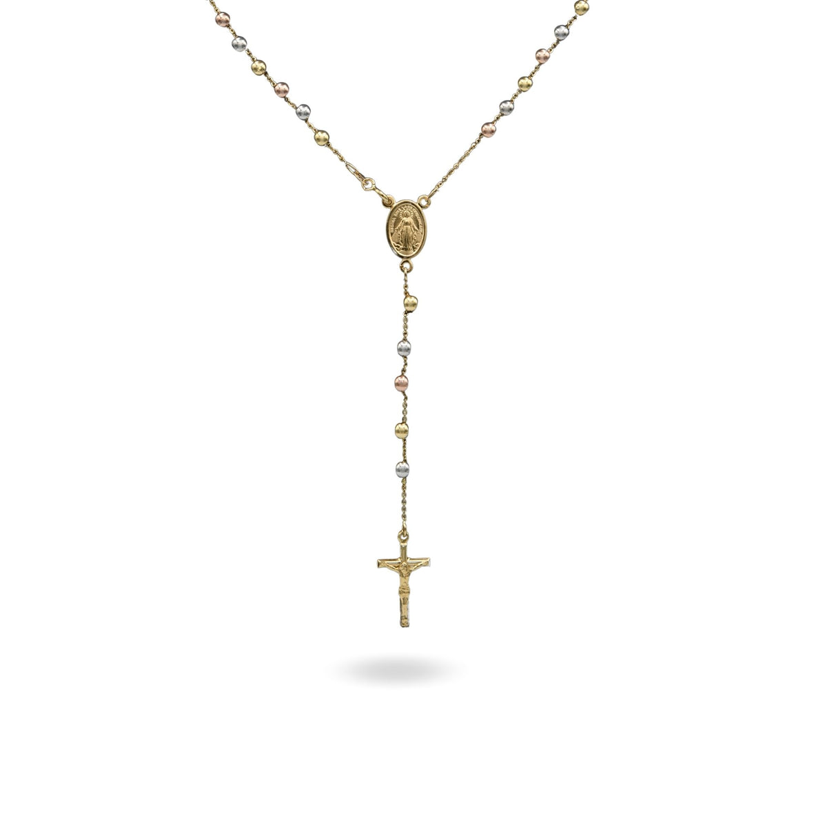 Collana Oro Giallo, Oro Bianco, Oro Rosa, Oro Nero, Oro Brunito Oro 18 carati Rosario Modello Pendente Solo Oro 60 cm.Sfera mm. 4