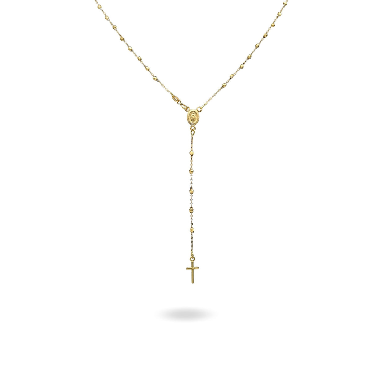 Collana Oro Giallo Oro 18 carati Rosario Modello Pendente Solo Oro 50 cm.Sfera mm 3