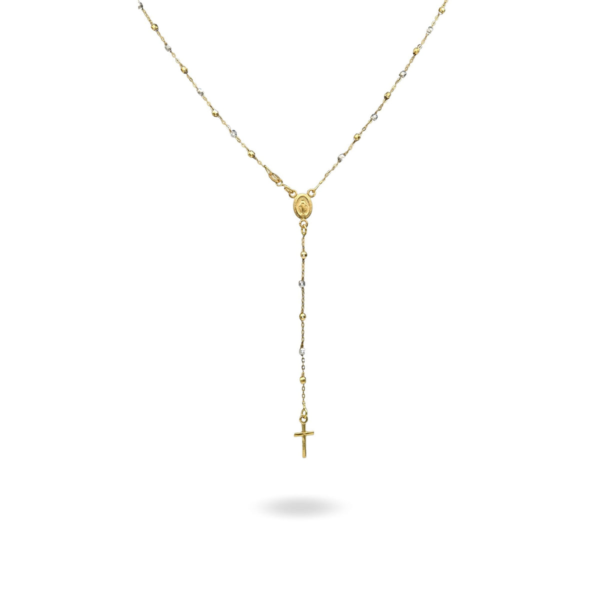 Collana Oro Bianco, Oro Giallo Oro 18 carati Rosario Modello Pendente Solo Oro 60 cm.Sfera mm 2,5