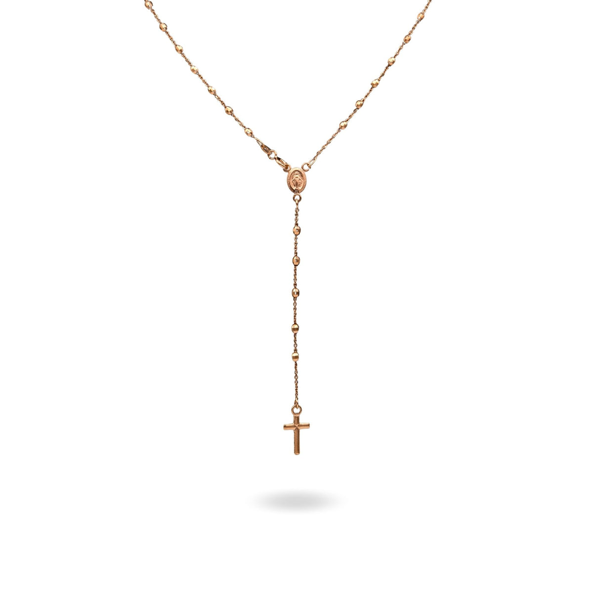 Collana Oro Rosa Oro 18 carati Rosario Modello Pendente Solo Oro 60 cm.Sfera mm 3