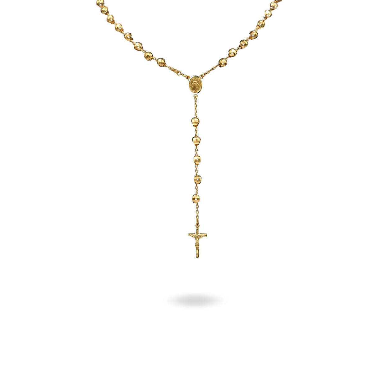 Collana Oro Giallo Oro 18 carati Rosario Modello Pendente Solo Oro 60 cm.Sfera mm 6