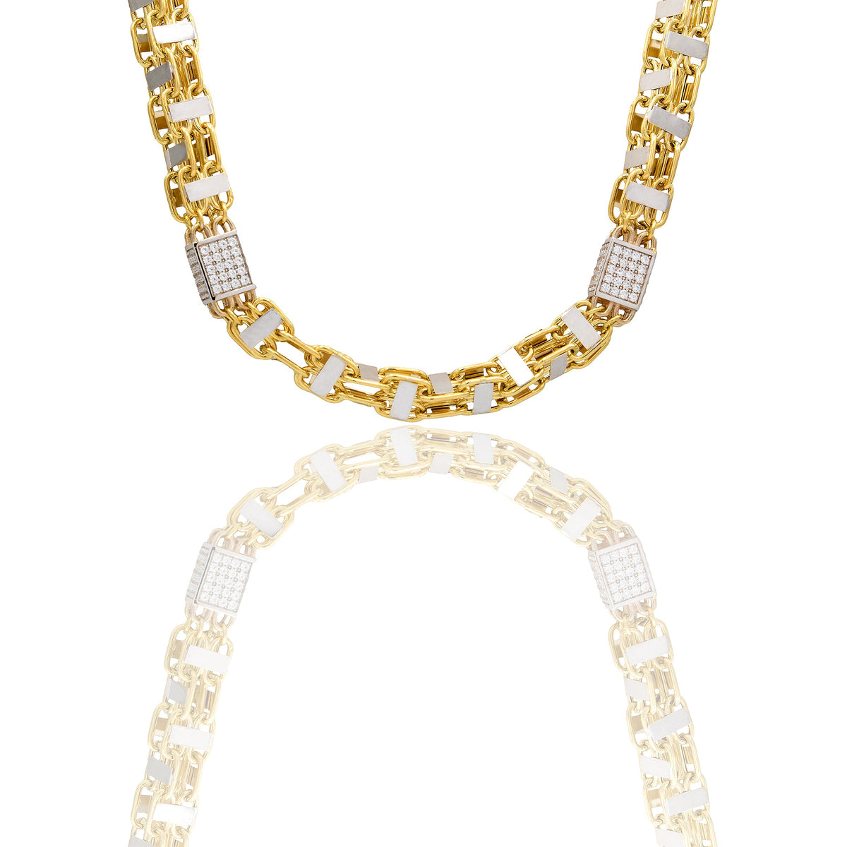 Collane Oro Giallo, Oro Bianco Microfusione Zirconi Bianchi 70 cm
