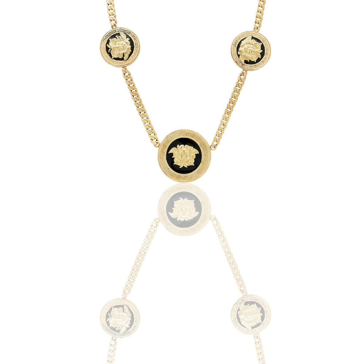Collane Oro Giallo Catena vuota Smalto Nero lunghezza cm. 50 Cerchio diam. 3\2,3