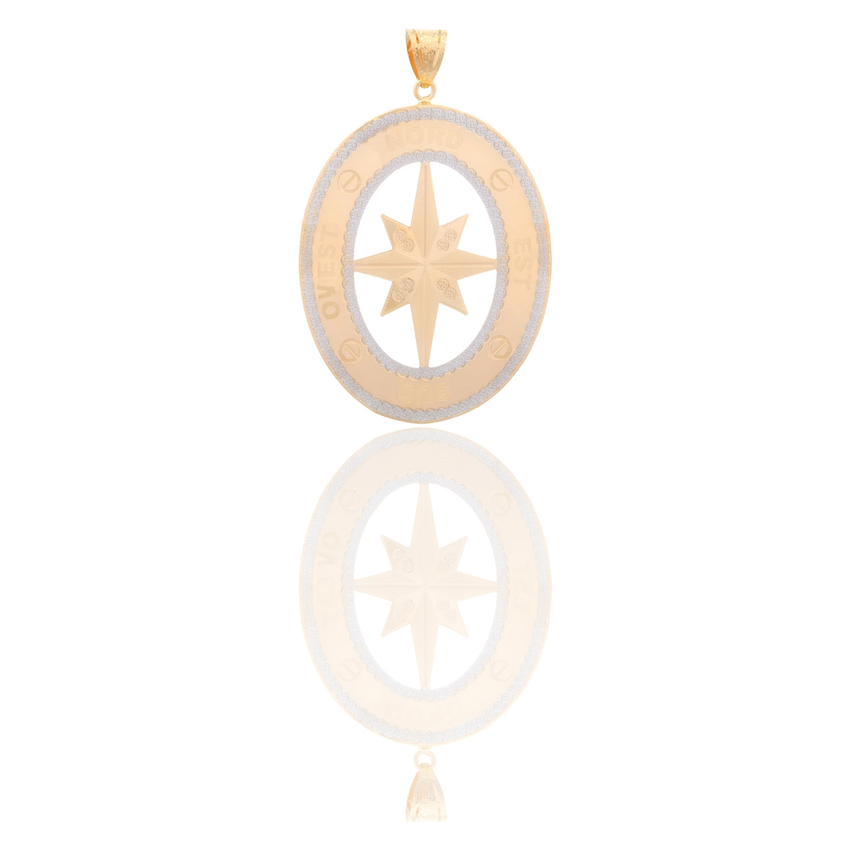 Ciondolo Oro Giallo Oro Bianco Oro 18 carati Ovale Rosa Dei Venti Solo Oro cm.6,5x4,5