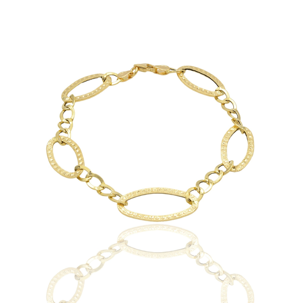 Bracciale Oro Giallo Oro 18 carati Maglia intrecciata martellata Solo Oro