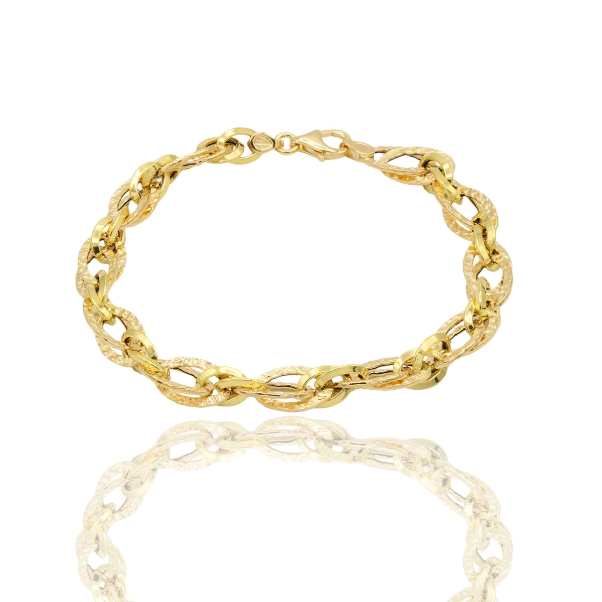 Bracciale Oro Giallo Oro 18 carati Catena Ovali Solo Oro cm. 20