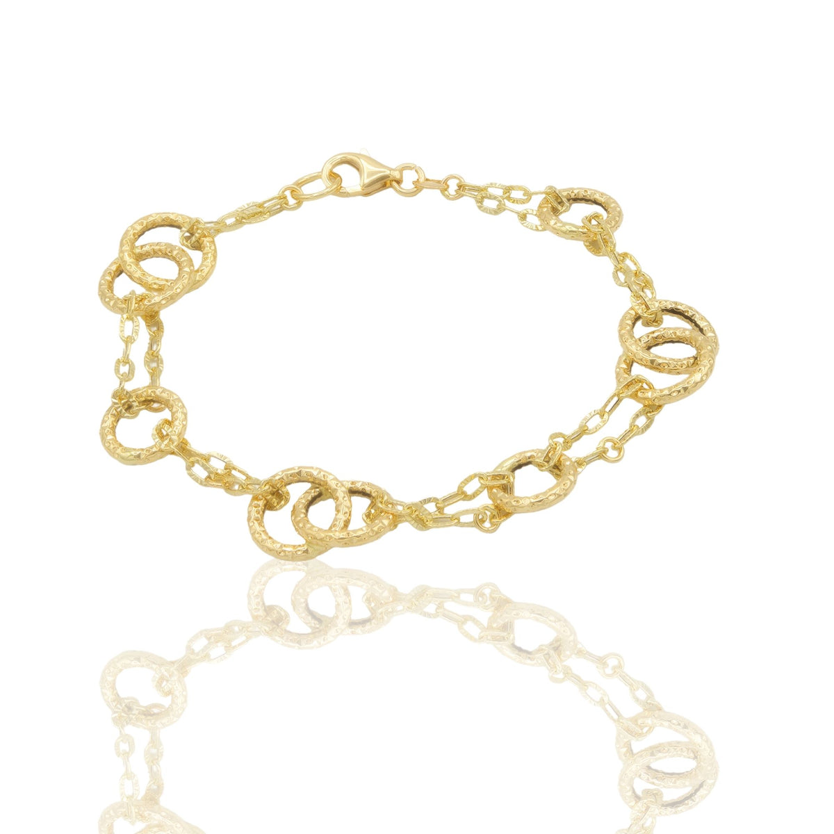 Bracciale Oro Giallo Oro 18 carati Catena Rolo' Cerchi Solo Oro cm. 19,5