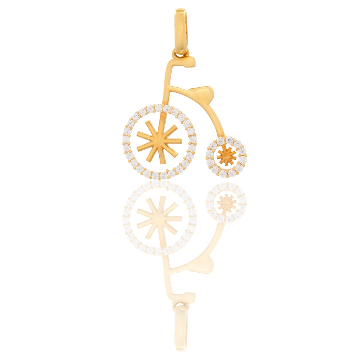 Ciondolo Oro Giallo Oro 18 carati Bicicletta Zirconi Bianchi cm.2,2