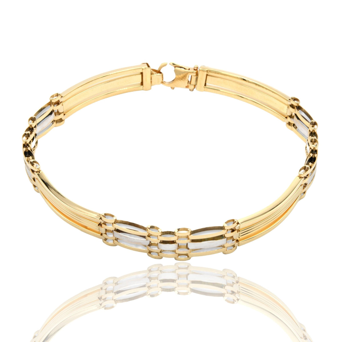 Bracciali Oro Giallo Oro Bianco Oro 18 carati Targhe Filo Centrale Solo Oro