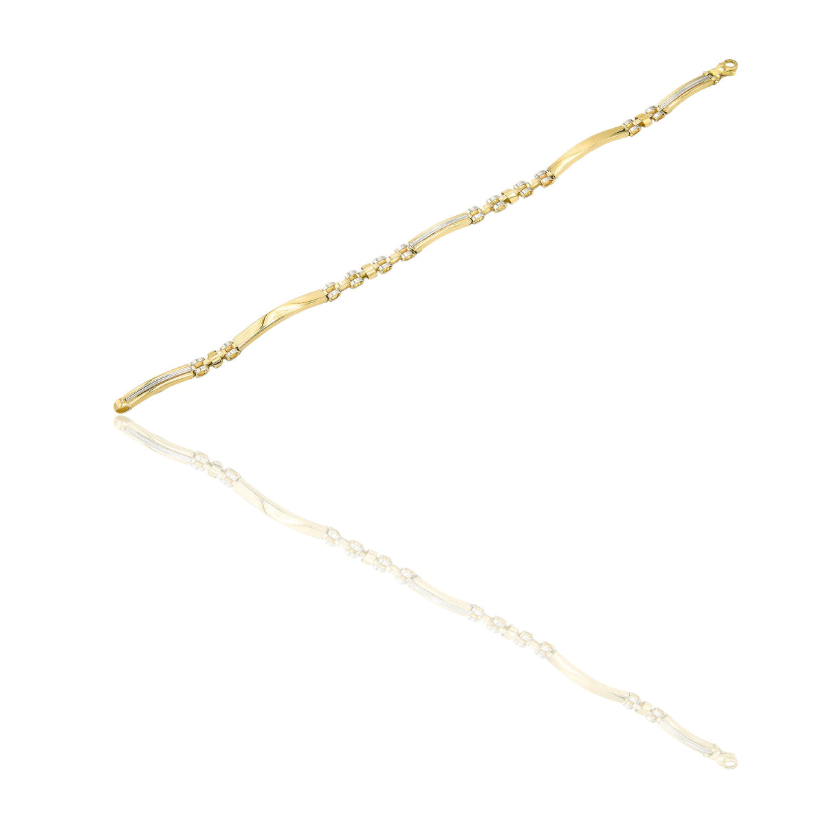 Bracciali Oro Giallo Oro Bianco Oro 18 carati maglie morbide e targhe alternate Solo oro 20cm x 0,5cm