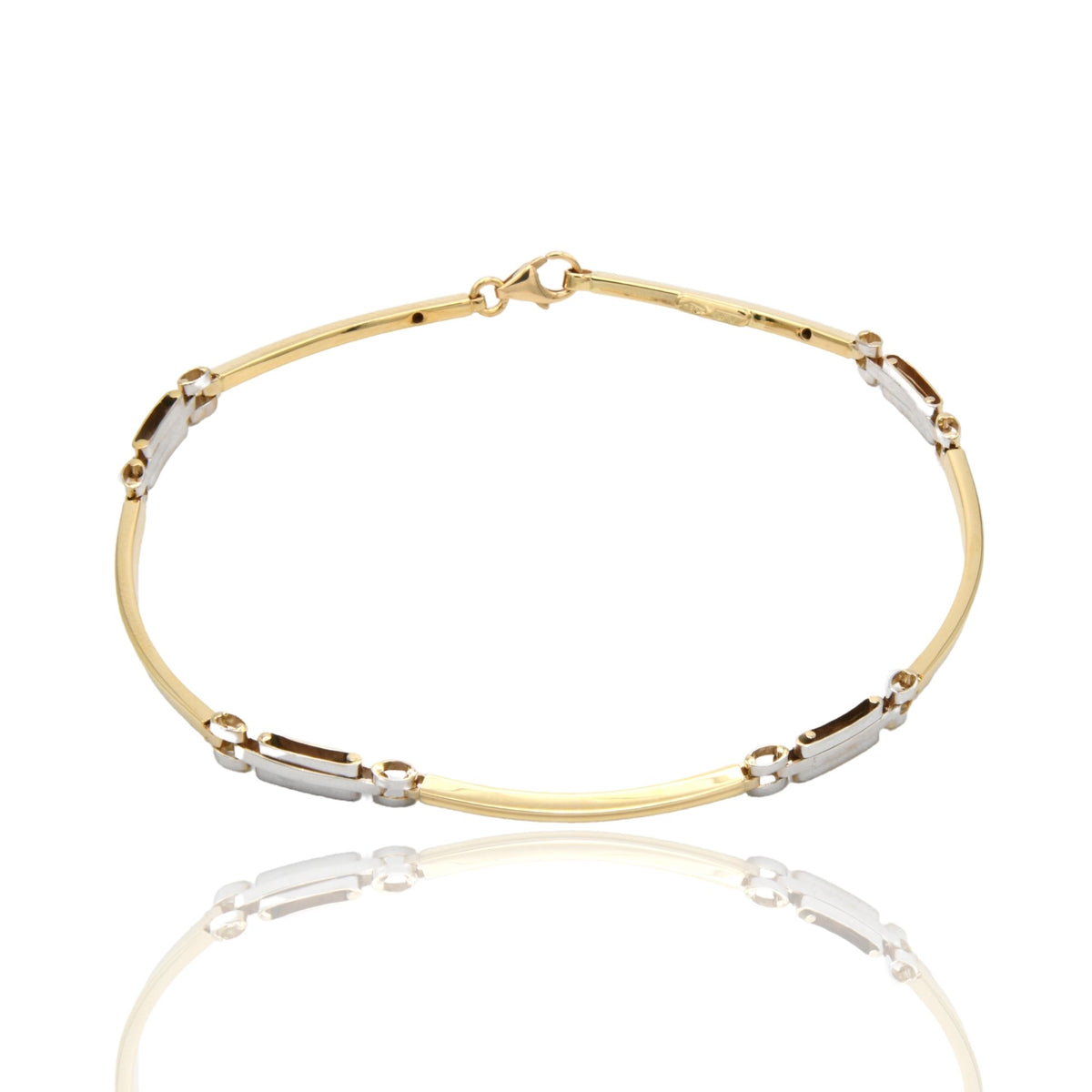 Bracciali Oro Giallo Oro Bianco Oro 18 carati Targhe Sottili Solo Oro cm. 19,5