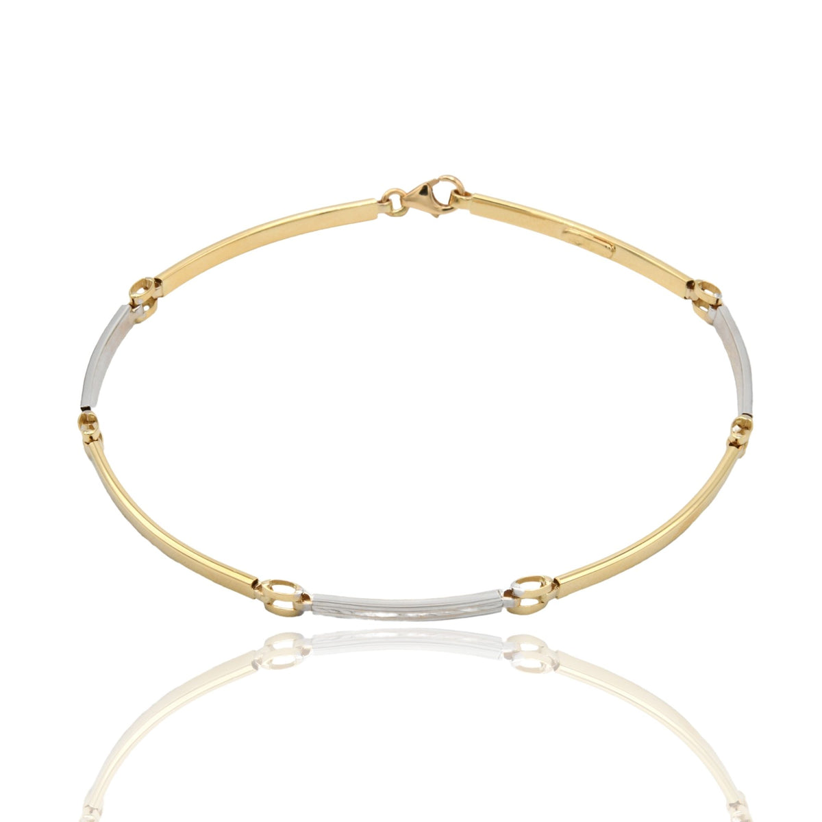 Bracciali Oro Giallo Oro Bianco Oro 18 carati Targhe Sottili Solo Oro cm. 19,5