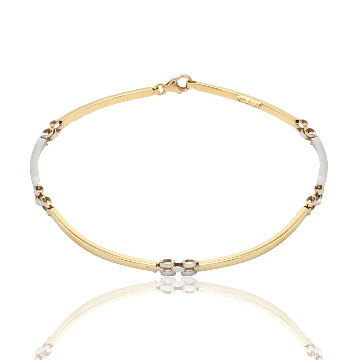 Bracciali Oro Giallo Oro Bianco Oro 18 carati Targhe Sottili Solo Oro cm. 20,5