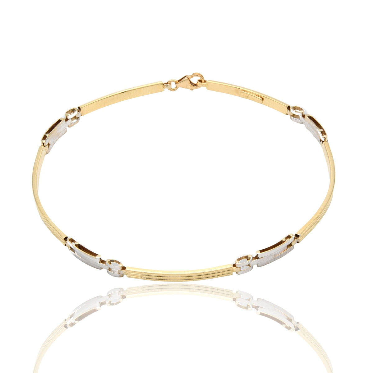 Bracciali Oro Giallo Oro Bianco Oro 18 carati Targhe Sottili Solo Oro cm. 20,5