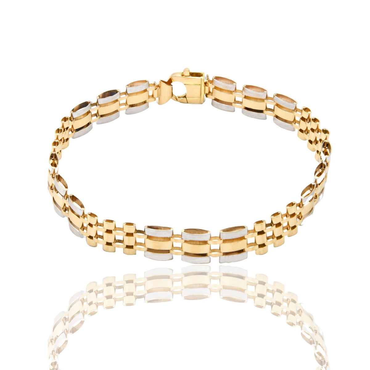 Bracciali Oro Giallo Oro Bianco Oro 18 carati Maglia cinturino Solo Oro cm. 22