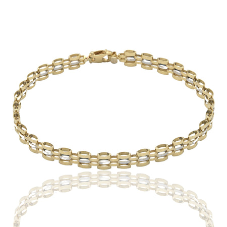 Bracciale Oro Giallo Oro Bianco Oro 18 carati Maglia cinturino Solo Oro
