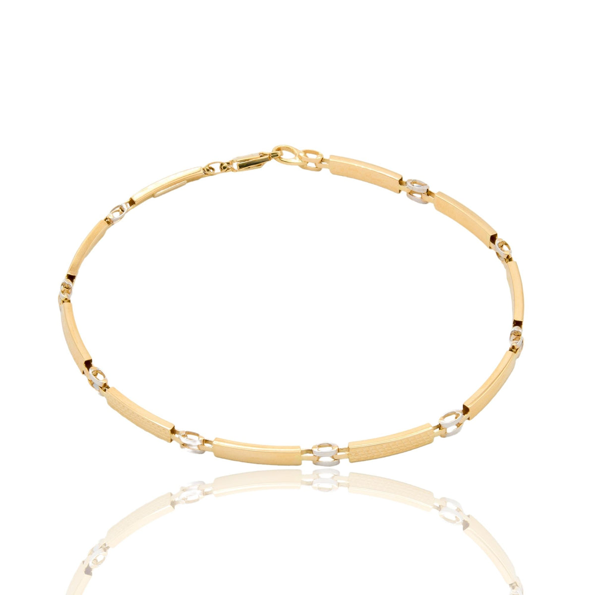 Bracciale Oro Giallo Oro Bianco Oro 18 carati Targhe Alternate Solo Oro